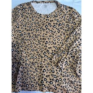 Kim Rogers Womens Leopard Print Long Sleeve T-Shirt XXL